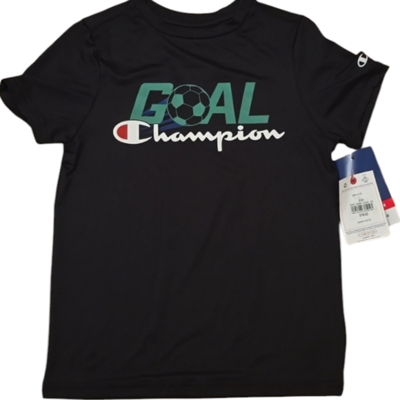CHAMPION BRAND SIGNATURE BOYS BLACK SHORT SLEEVE SOCCER TEE-SHIRT SIZE SMALL - Picture 1 of 12